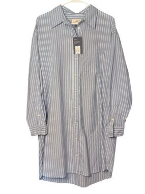 Universal Thread Blue and White Striped Long Sleeve Shirt Dress